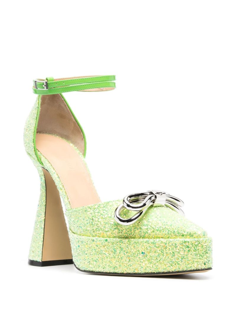 Green 140 Bow Detail Platform Pumps