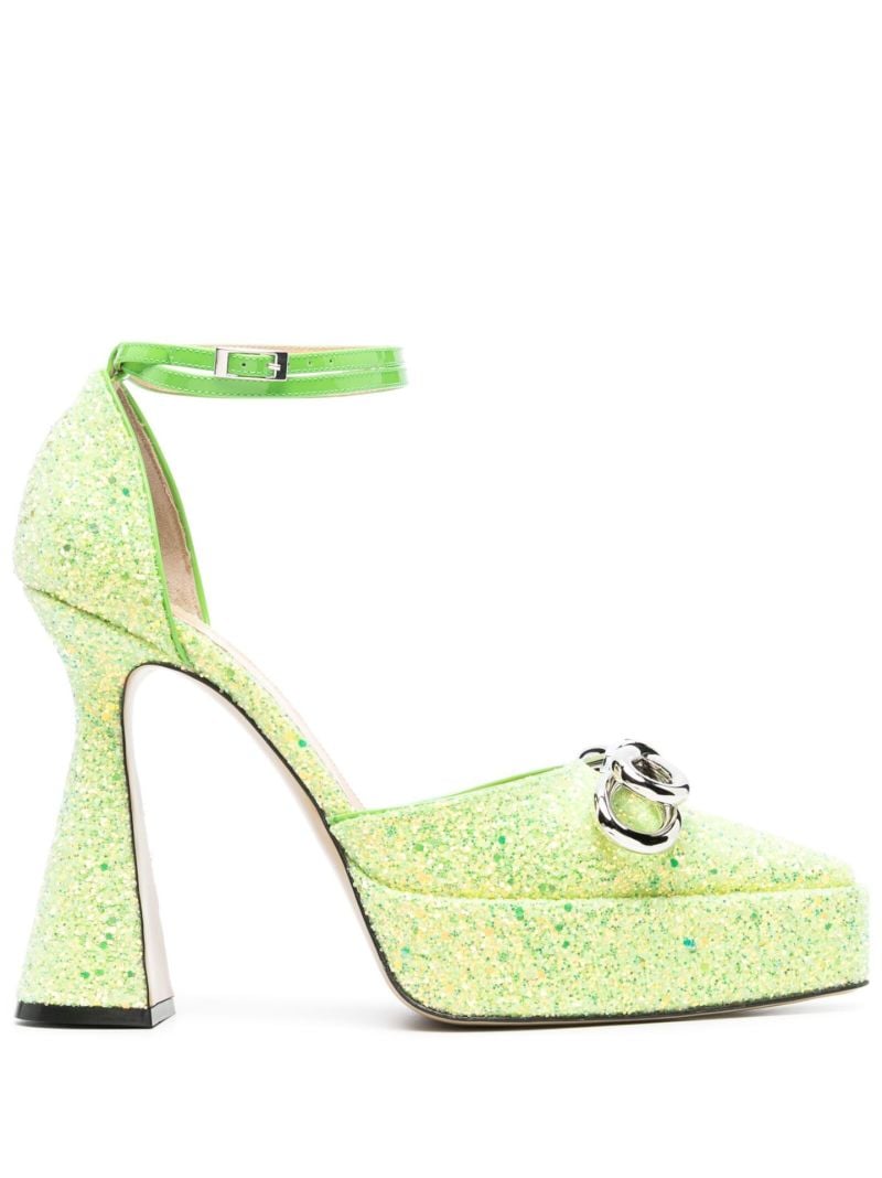Green 140 Bow Detail Platform Pumps