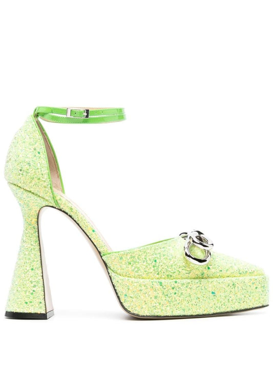 Green 140 Bow Detail Platform Pumps