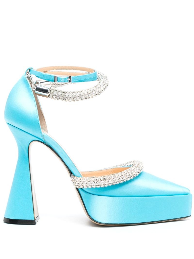Blue Kimberly 140 Crystal-embellished Pumps