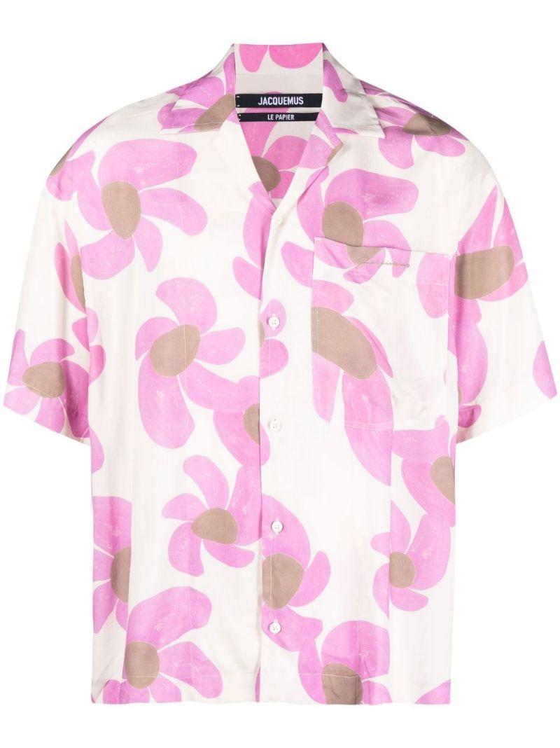 Pink La Chemise Jean Floral Print Shirt