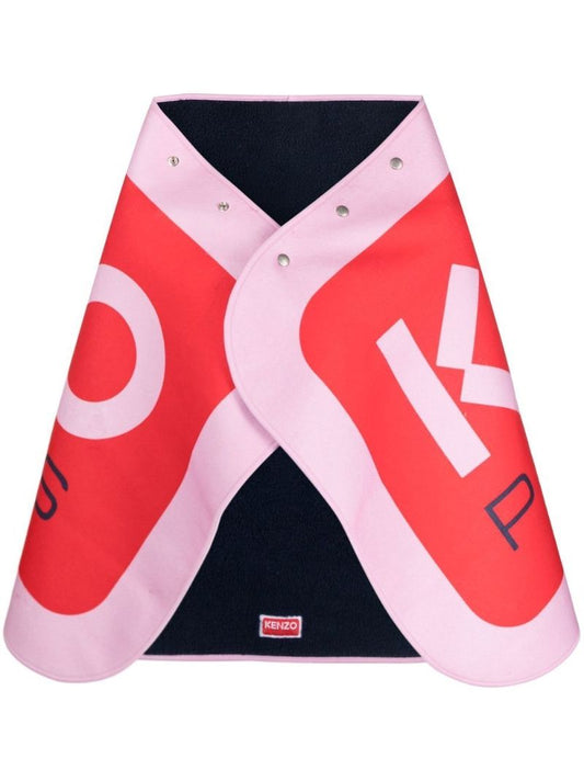 Pink Logo Print Cape Scarf