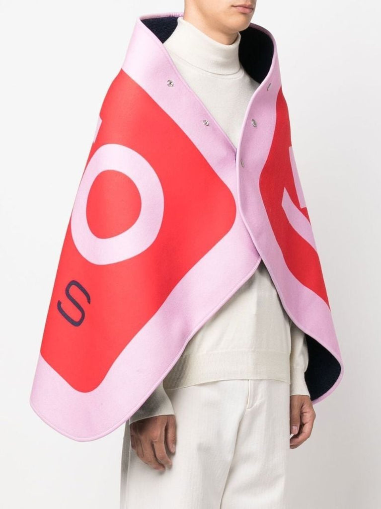Pink Logo Print Cape Scarf