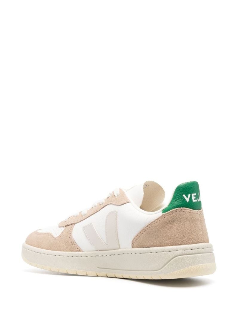 White V-10 Leather and Suede Low-top Sneakers