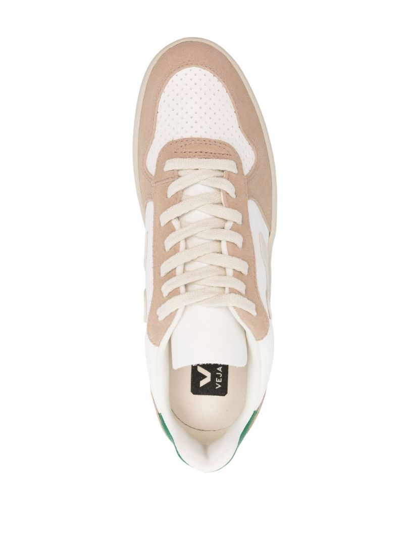 White V-10 Leather and Suede Low-top Sneakers