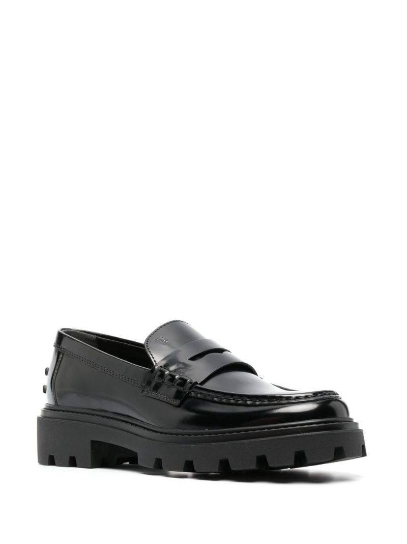 Black Chunky Leather Loafers