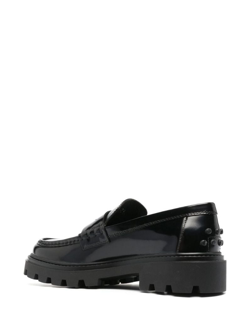 Black Chunky Leather Loafers