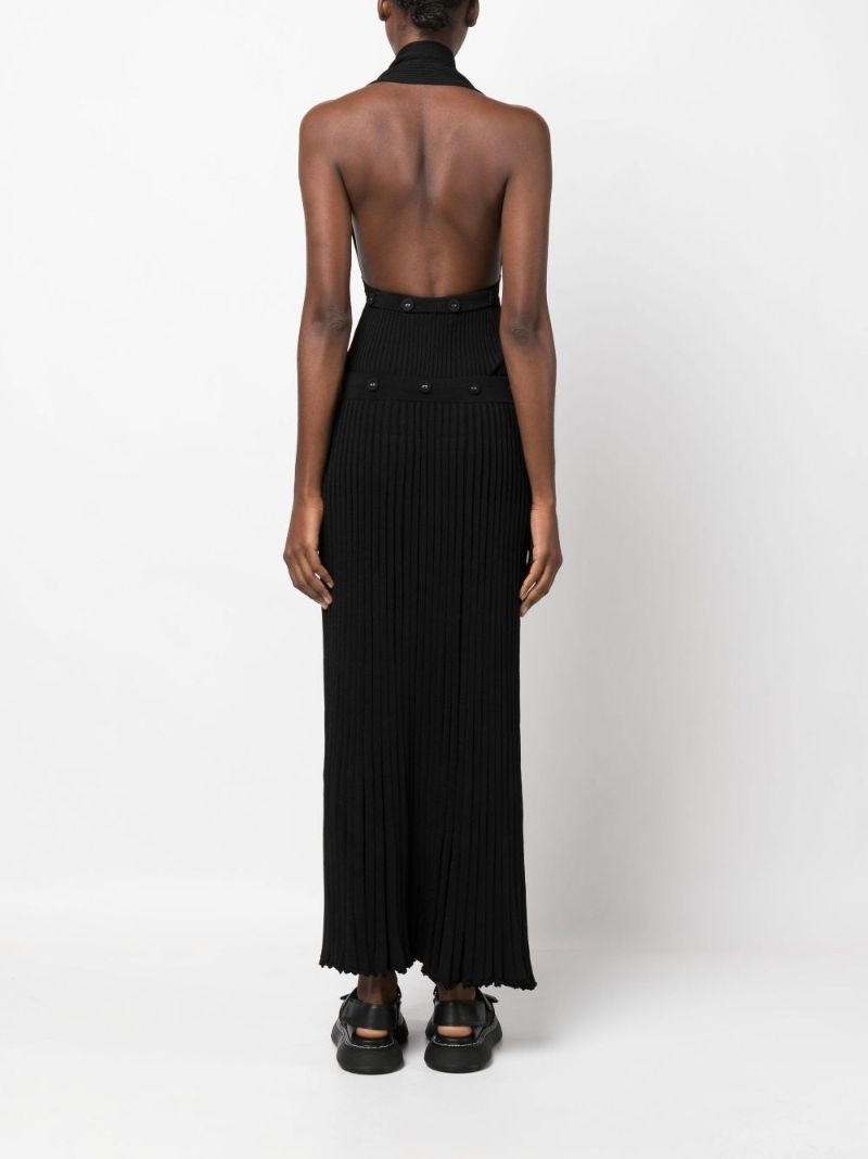 Black Buttoned Halterneck Dress