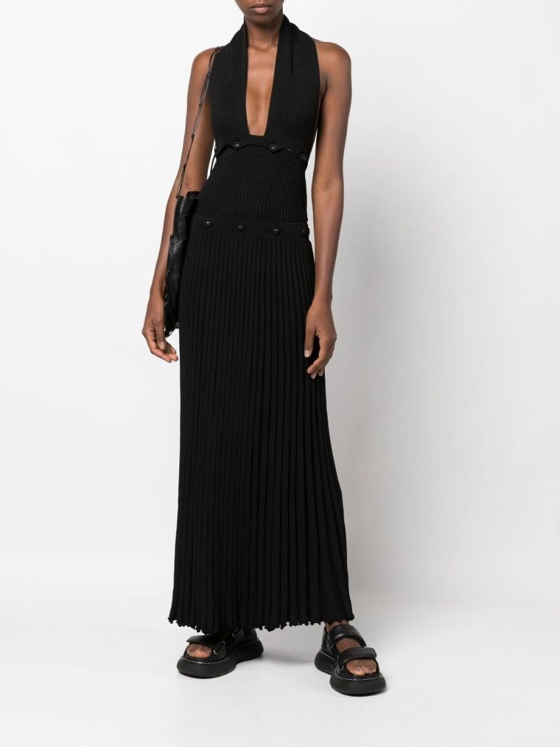 Black Buttoned Halterneck Dress