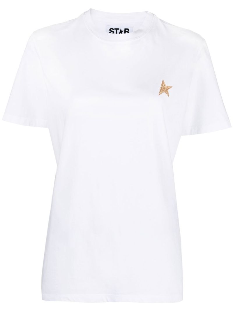 White Star Print Cotton T-shirt