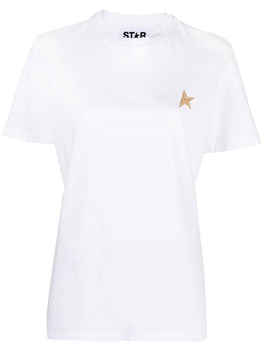 White Star Print Cotton T-shirt