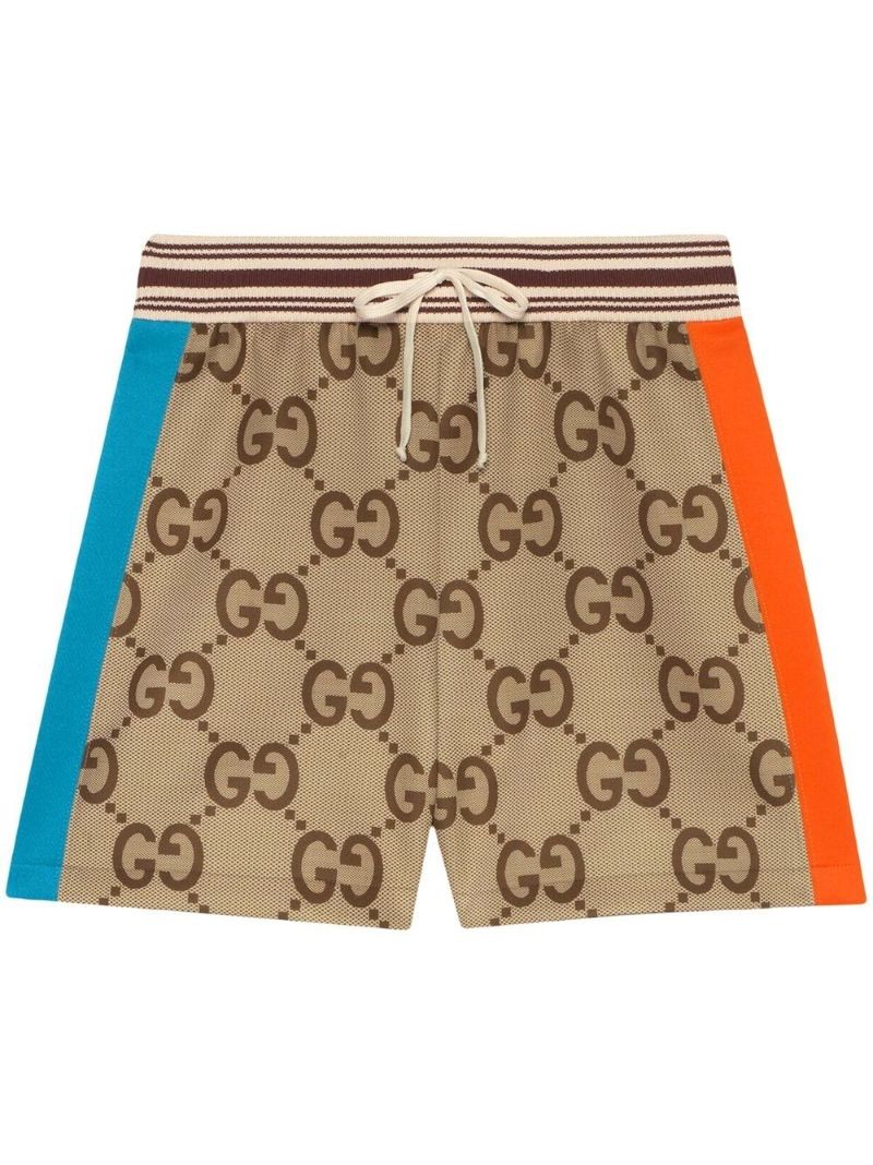 Neutral Gg Monogram Cotton Shorts
