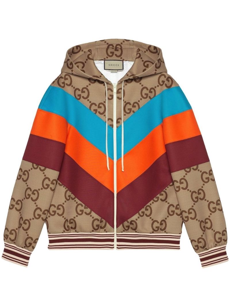 Neutral Jumbo Gg Canvas Zip Jacket