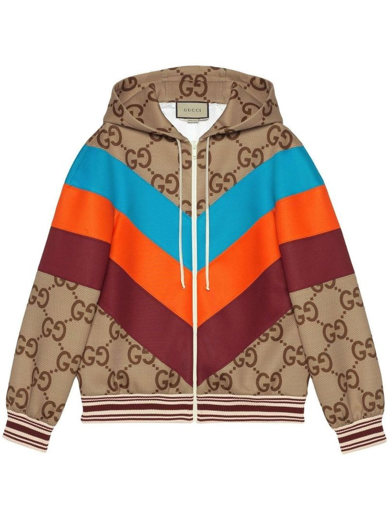Neutral Jumbo Gg Canvas Zip Jacket