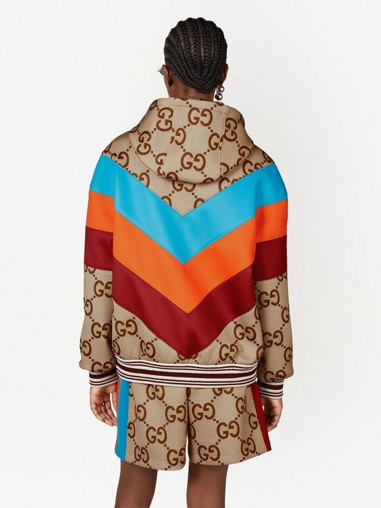 Neutral Jumbo Gg Canvas Zip Jacket