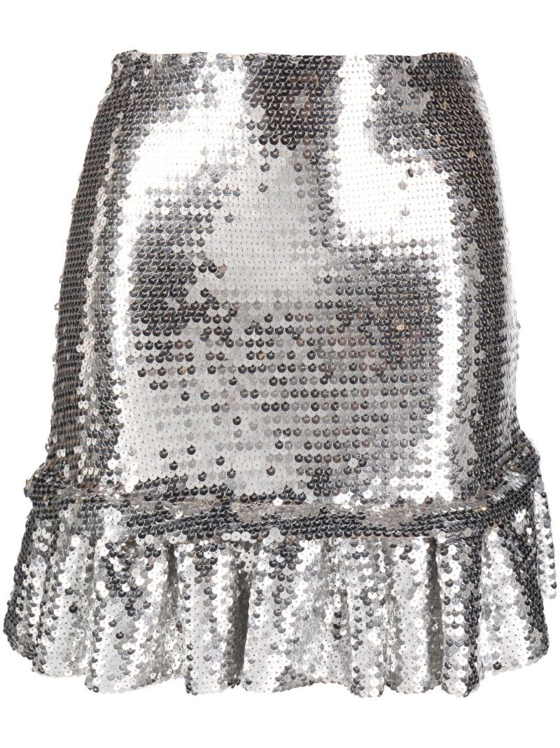 Silver Sequinned Mini Skirt