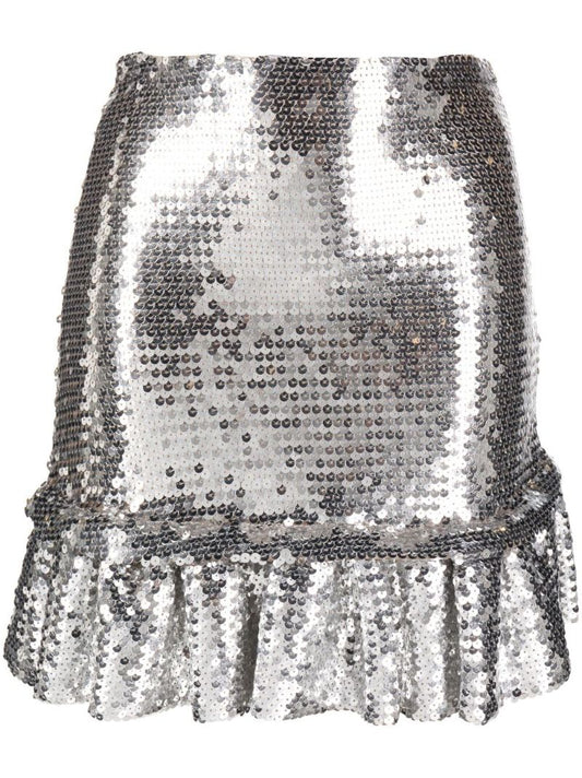 Silver Sequinned Mini Skirt