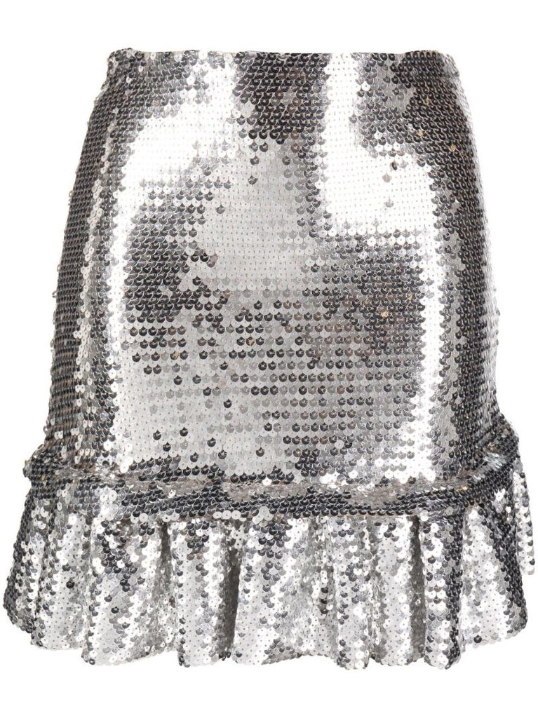 Silver Sequinned Mini Skirt