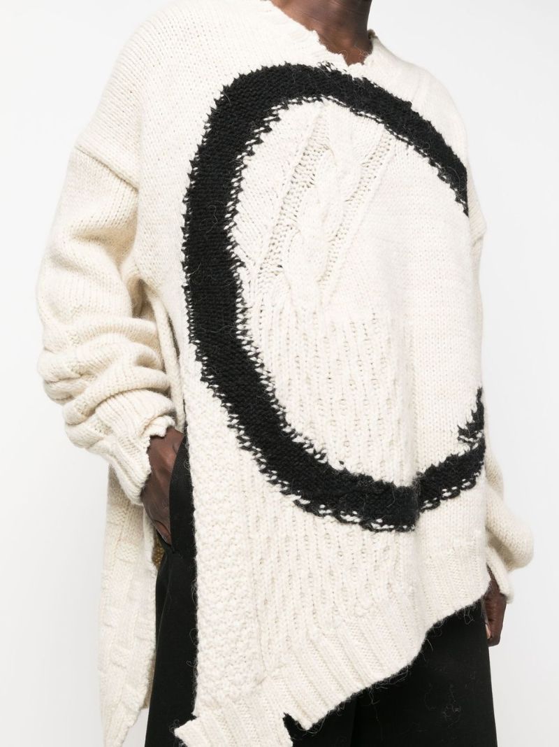 White Circle Logo Cable-knit Sweater