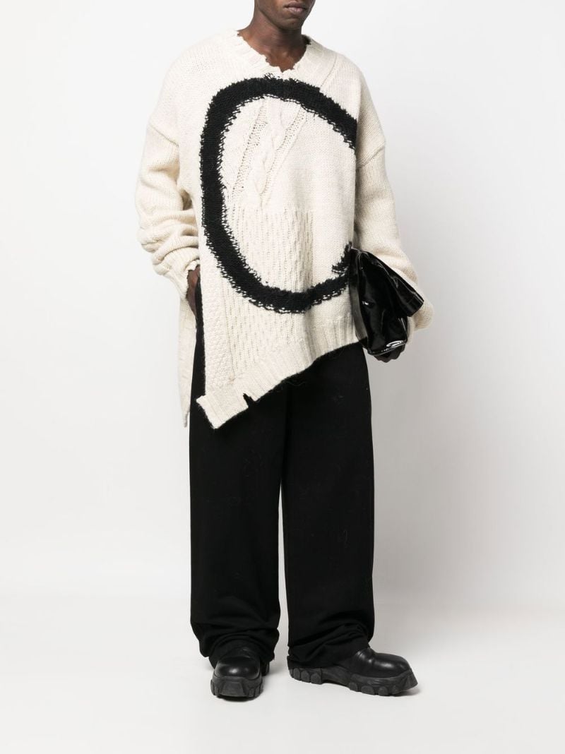 White Circle Logo Cable-knit Sweater