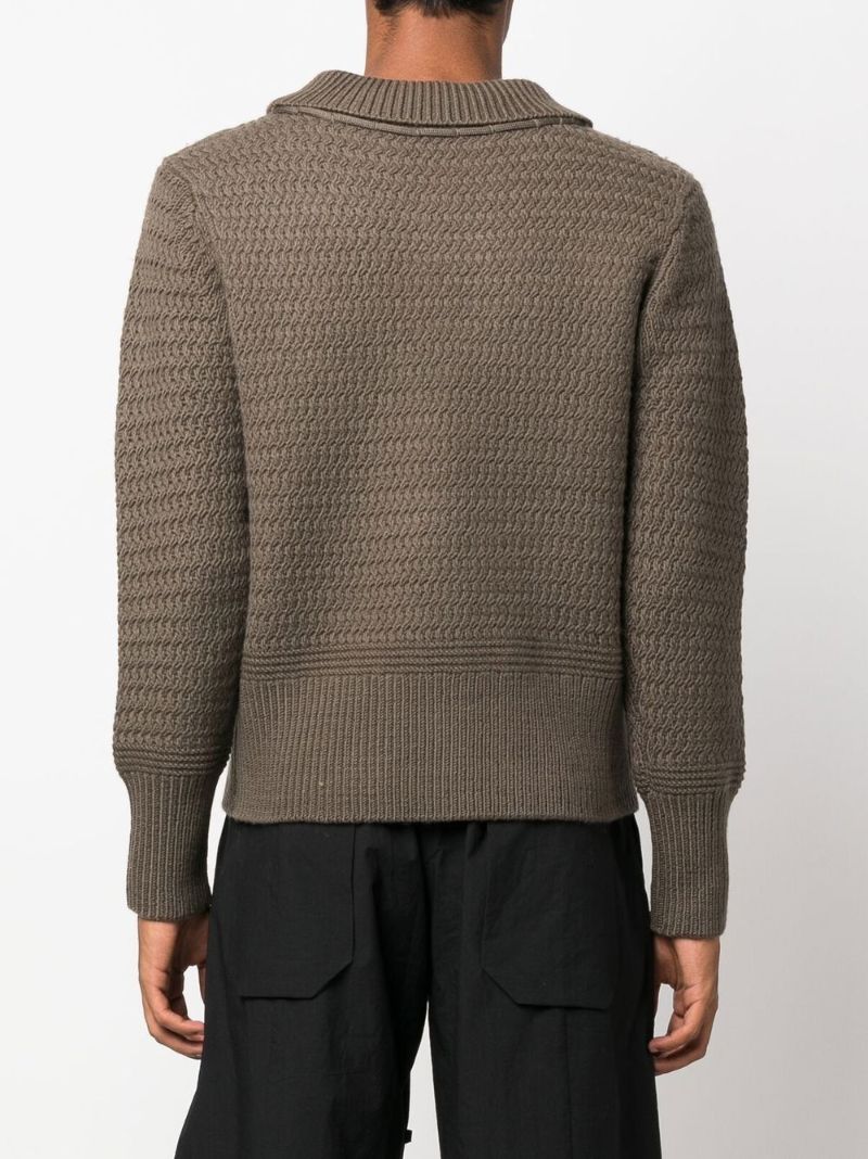 Brown Drawstring Roll-neck Knitted Sweater
