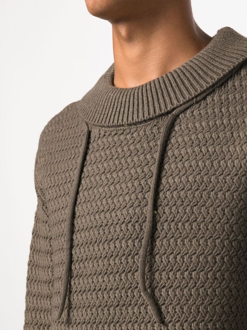 Brown Drawstring Roll-neck Knitted Sweater