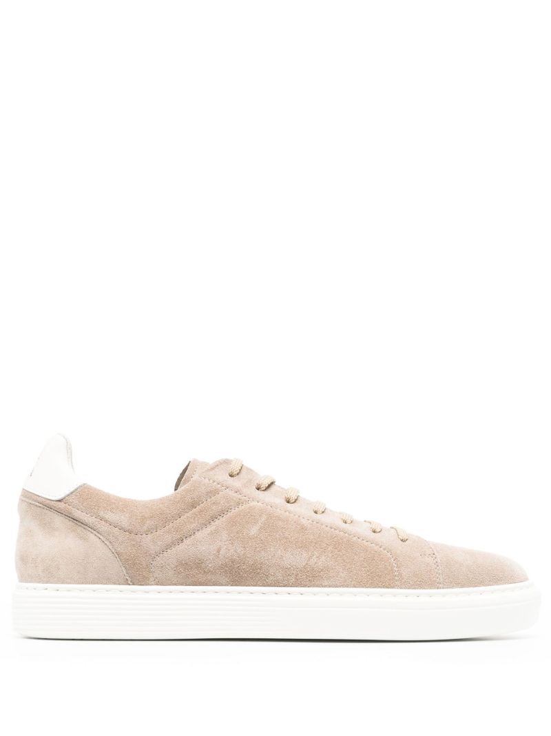 Neutral Low Top Suede Sneakers