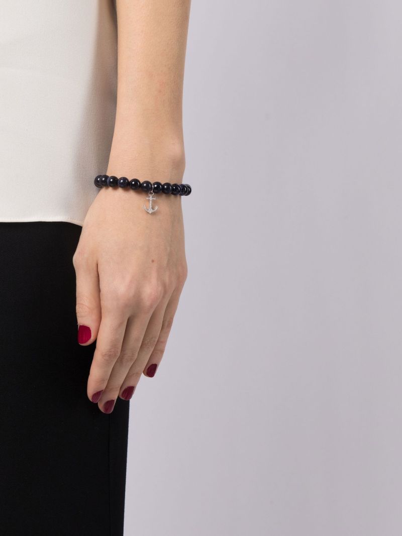 14k White Gold Goldstone Beaded Bracelet