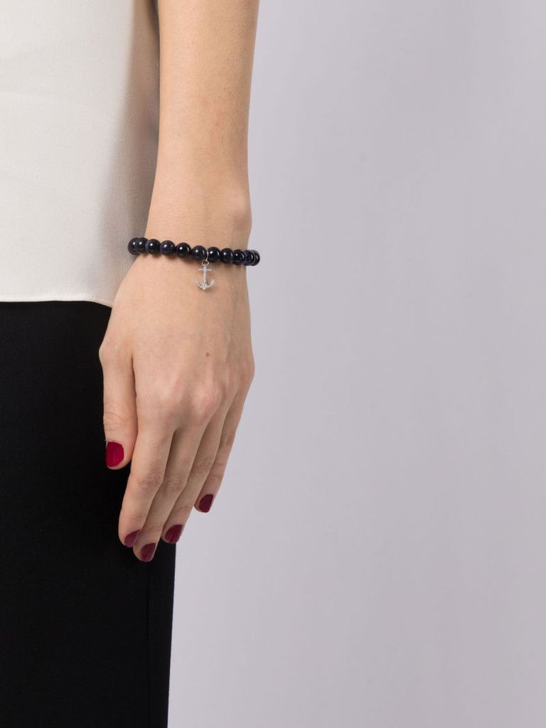 14k White Gold Goldstone Beaded Bracelet