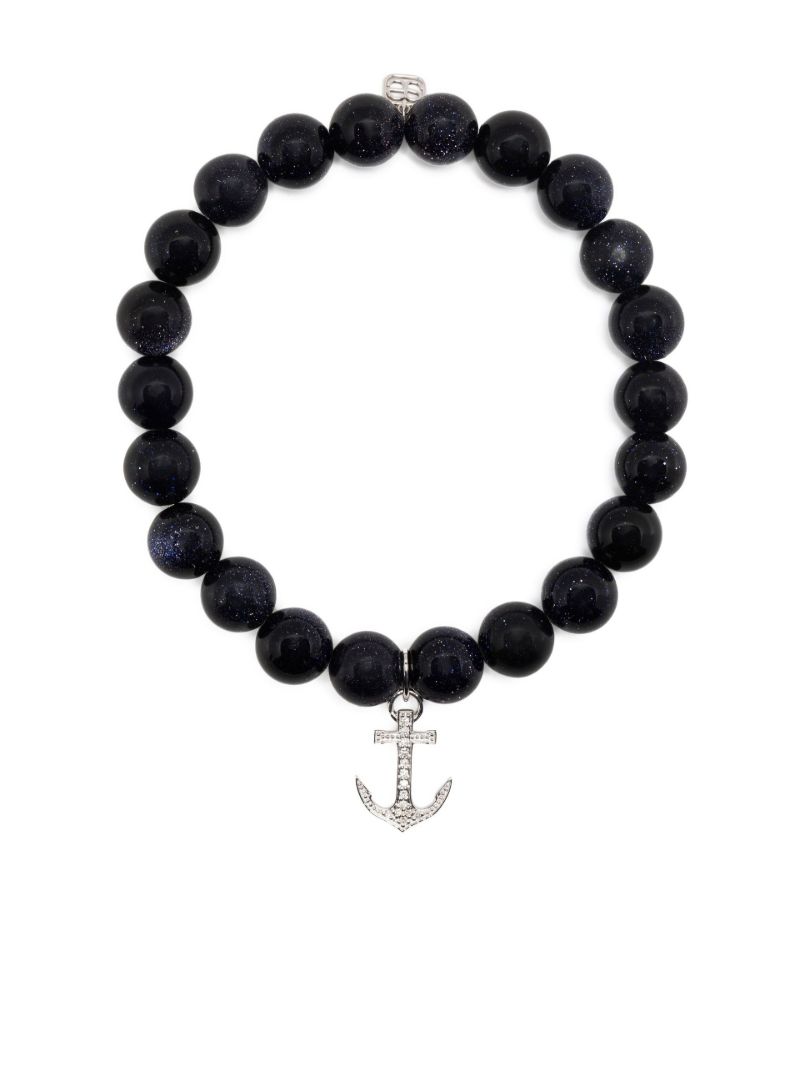 14k White Gold Goldstone Beaded Bracelet
