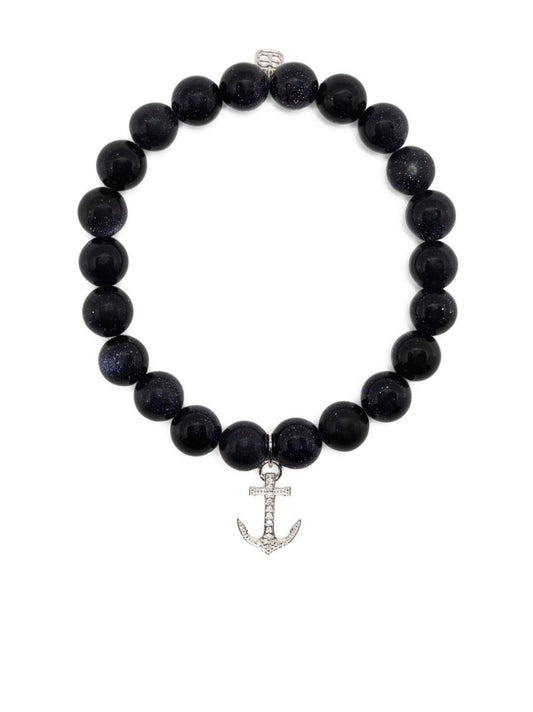 14k White Gold Goldstone Beaded Bracelet