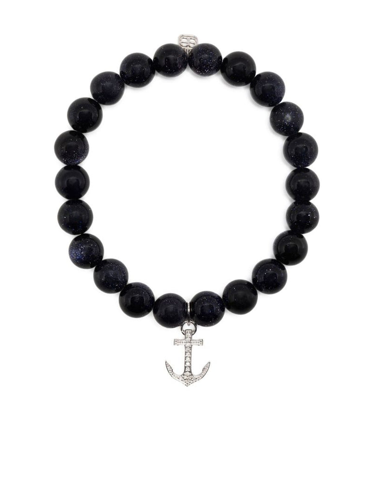 14k White Gold Goldstone Beaded Bracelet