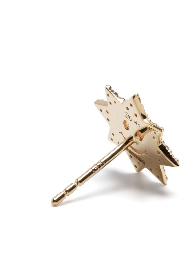 14k Yellow Gold Diamond Happy Face Stud Earring