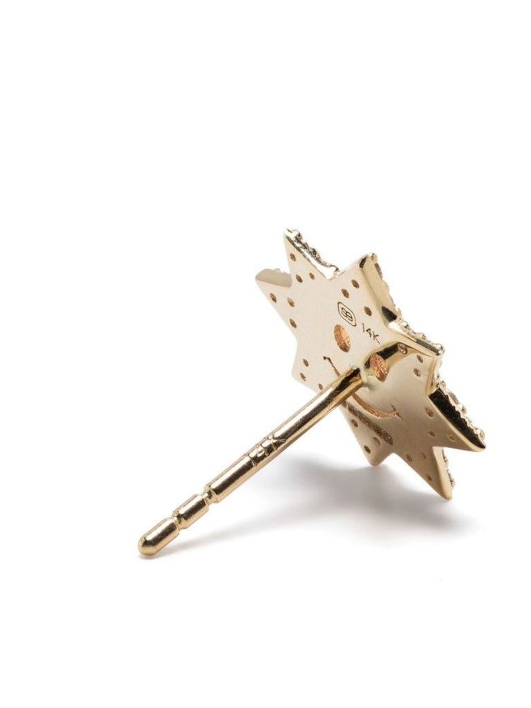 14k Yellow Gold Diamond Happy Face Stud Earring