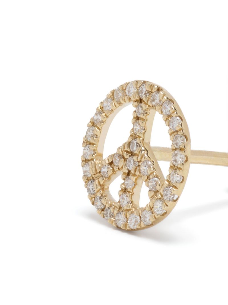 14k Yellow Gold Peace Diamond Stud Earring
