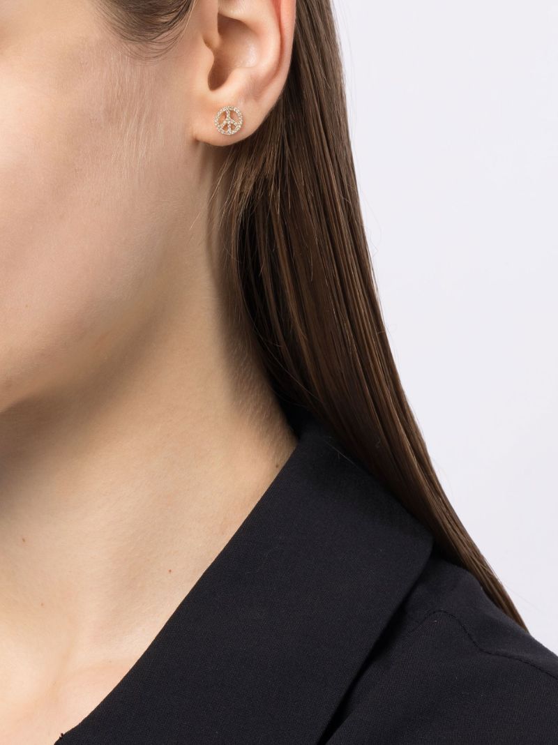 14k Yellow Gold Peace Diamond Stud Earring