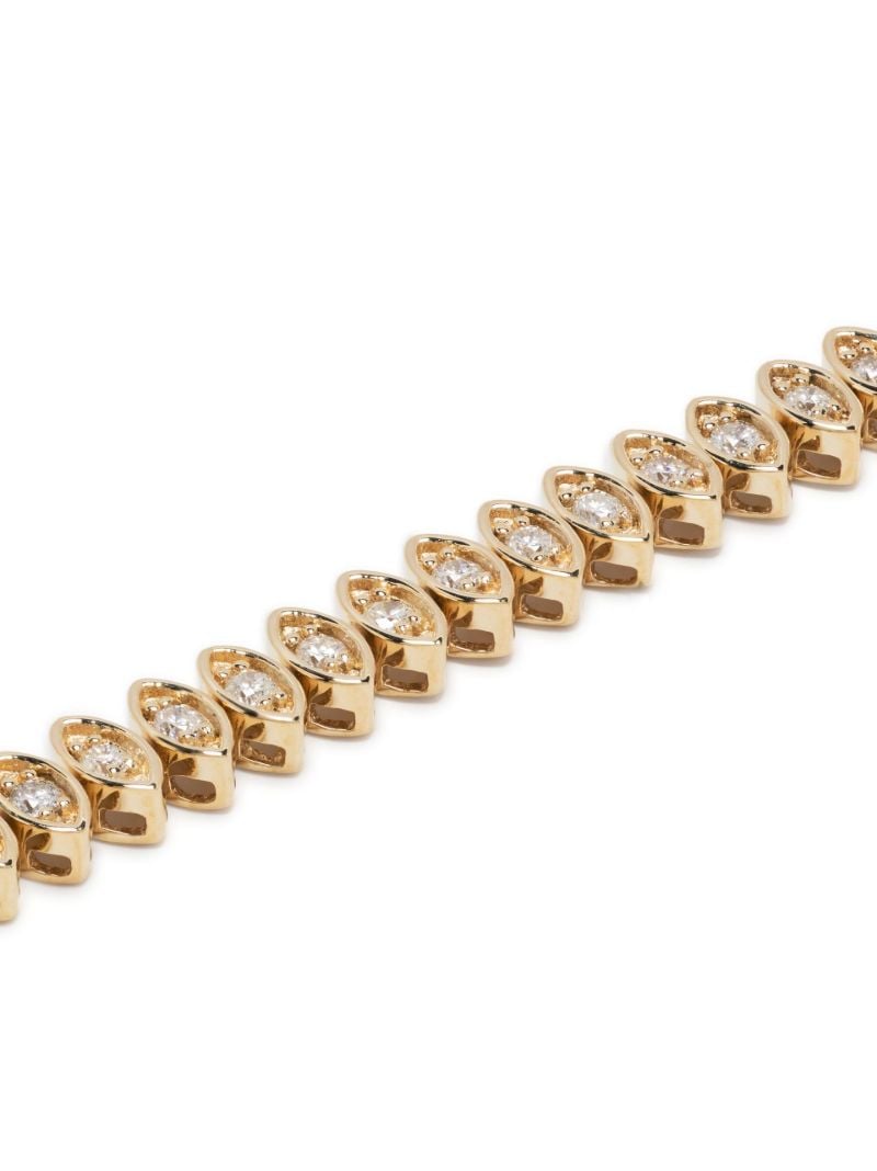 14k Yellow Gold Diamond Marquis Evil Eye Tennis Bracelet