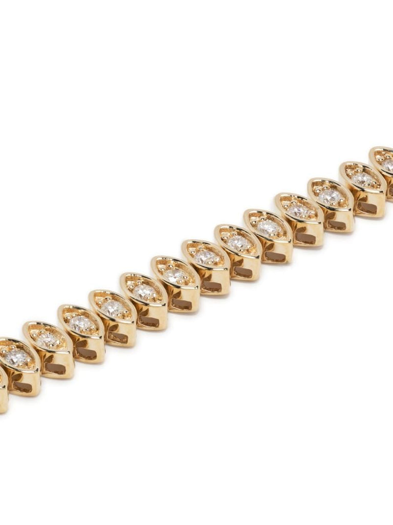 14k Yellow Gold Diamond Marquis Evil Eye Tennis Bracelet
