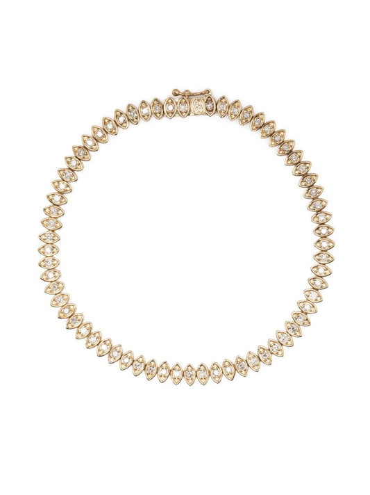 14k Yellow Gold Diamond Marquis Evil Eye Tennis Bracelet