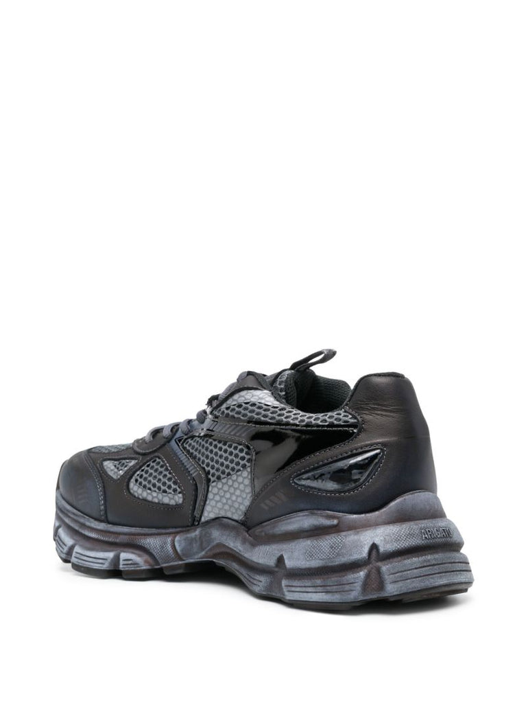Black Marathon Runner Leather Sneakers
