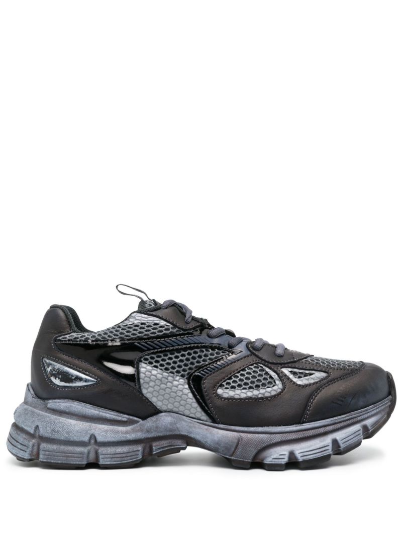 Black Marathon Runner Leather Sneakers