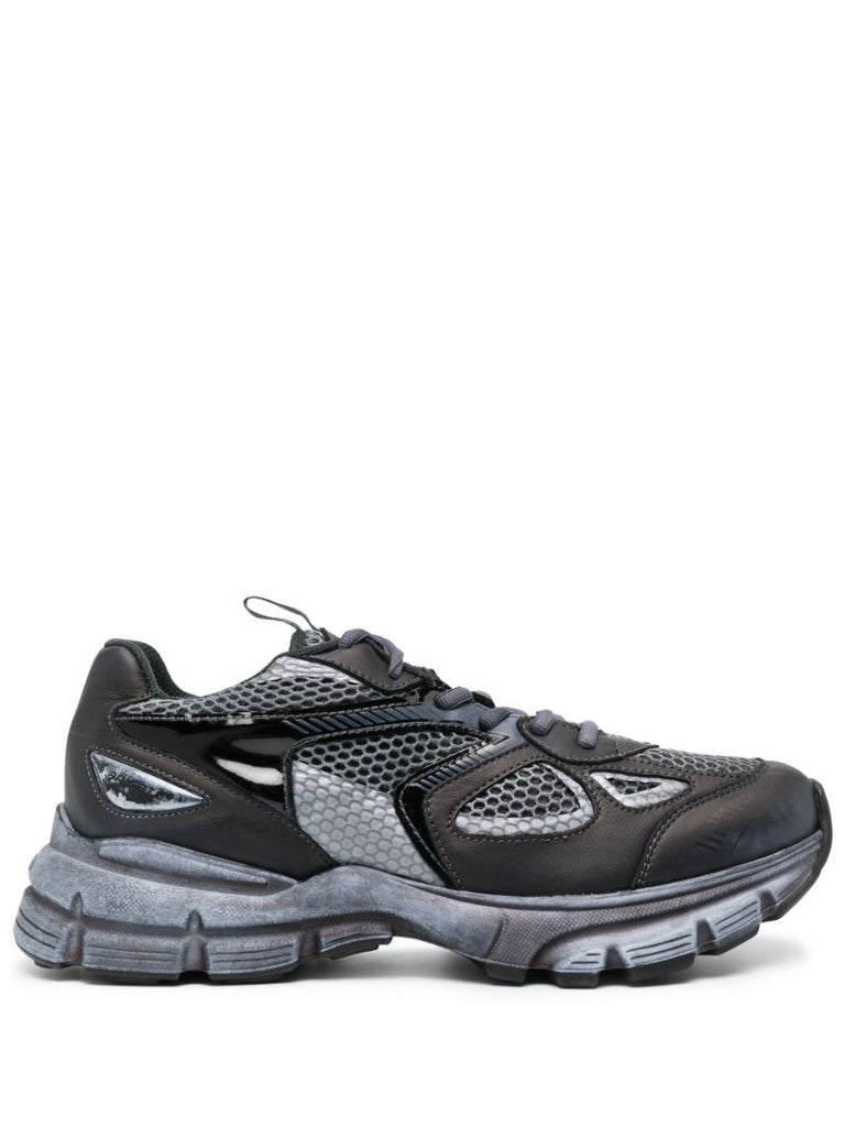 Black Marathon Runner Leather Sneakers