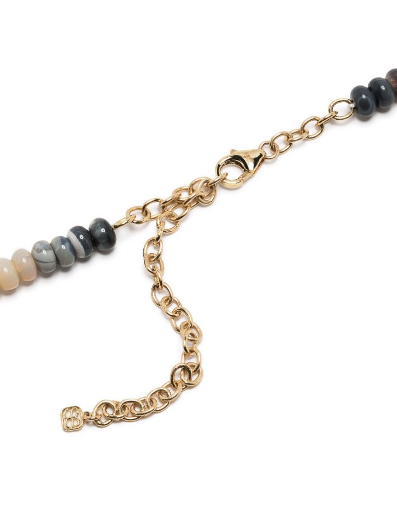 14k Yellow Gold Diamond and Opal Beaded Necklace
