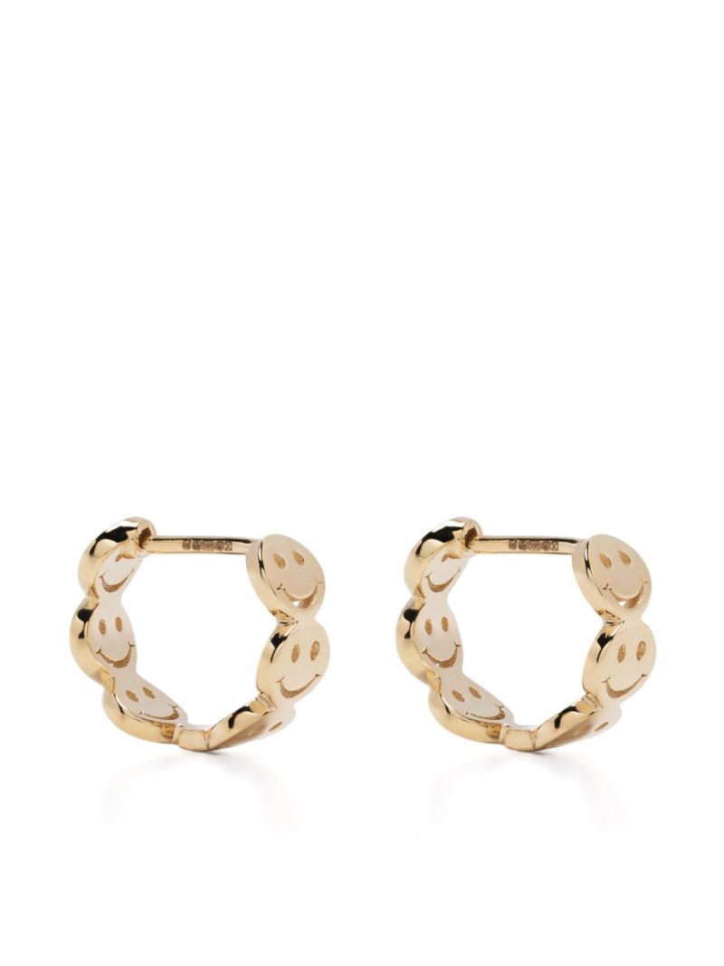 14k Yellow Gold Smile Huggie Earrings