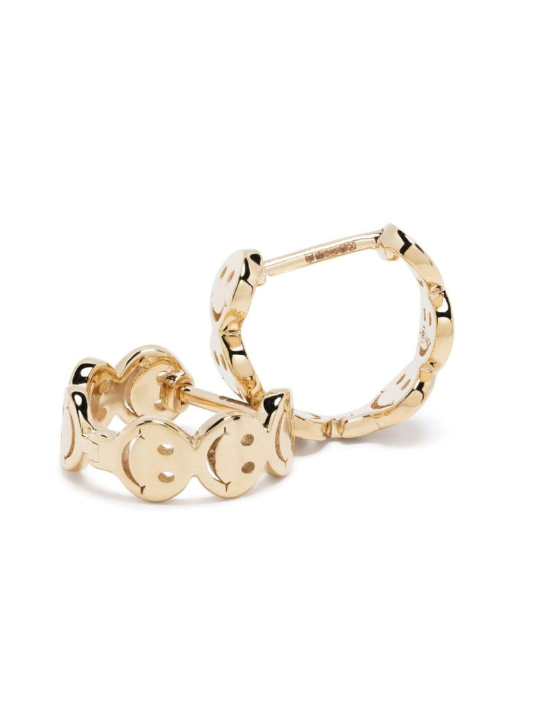 14k Yellow Gold Smile Huggie Earrings