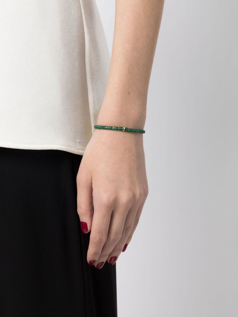 14k Yellow Gold Aventurine Beaded Bracelet