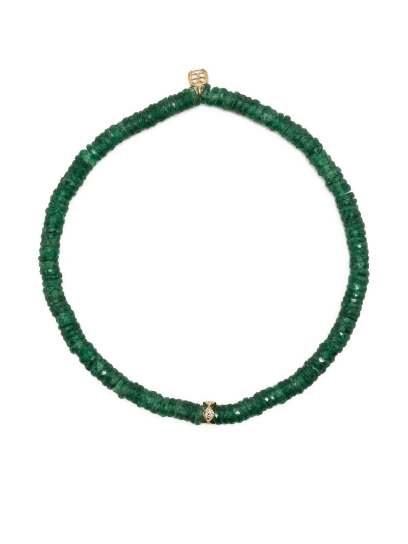 14k Yellow Gold Aventurine Beaded Bracelet