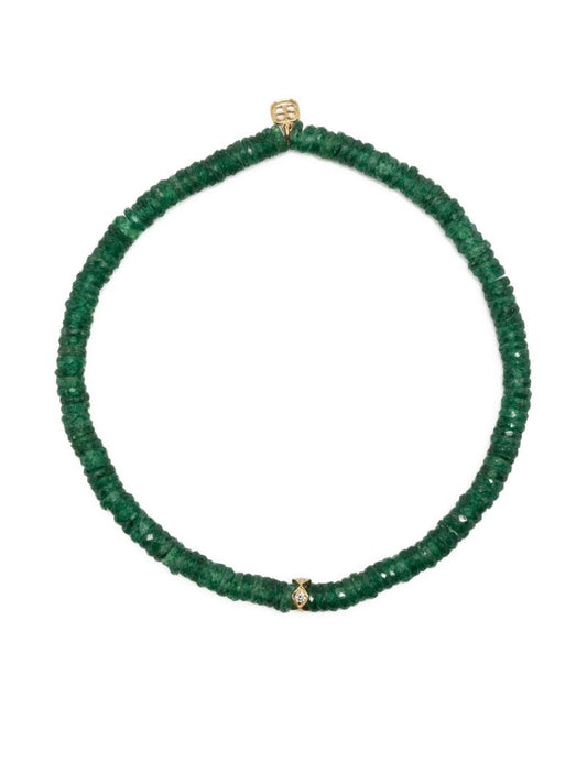 14k Yellow Gold Aventurine Beaded Bracelet