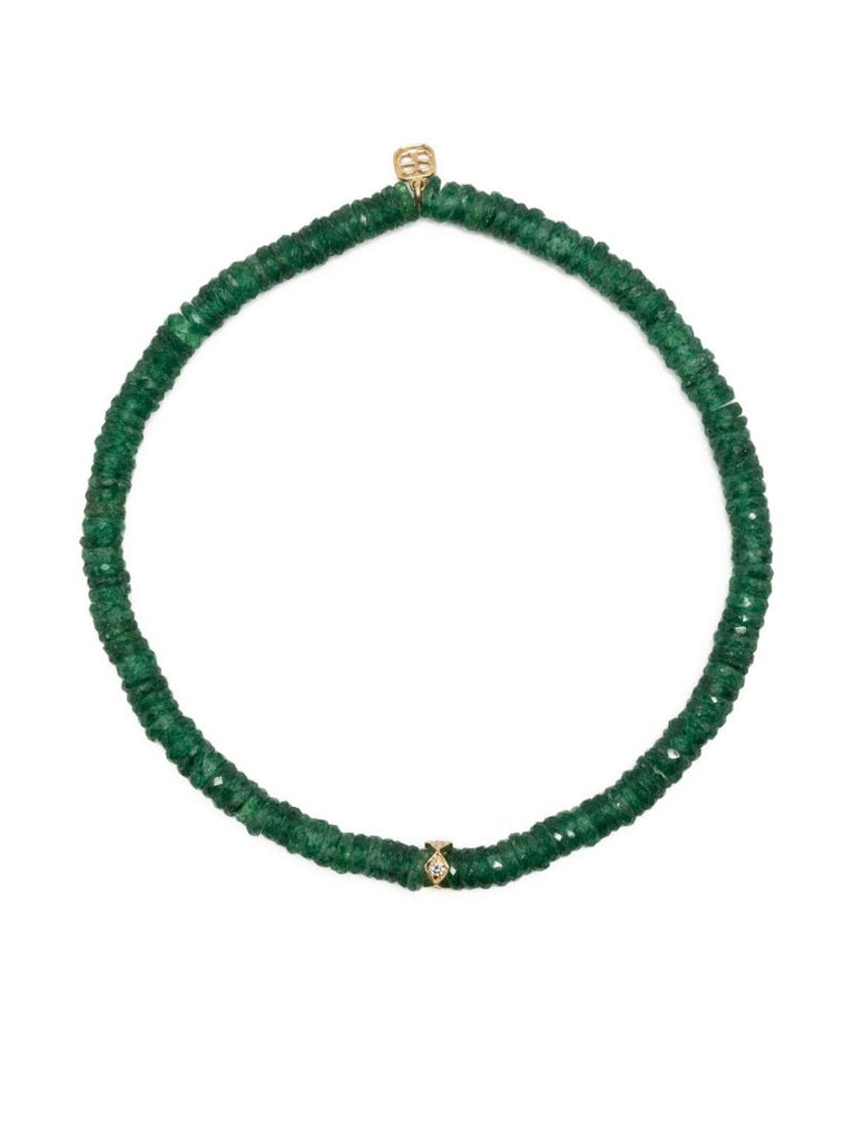 14k Yellow Gold Aventurine Beaded Bracelet