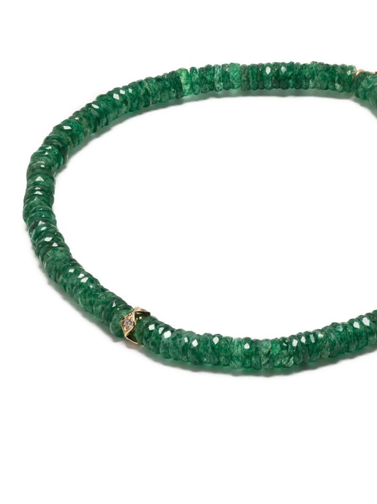 14k Yellow Gold Aventurine Beaded Bracelet